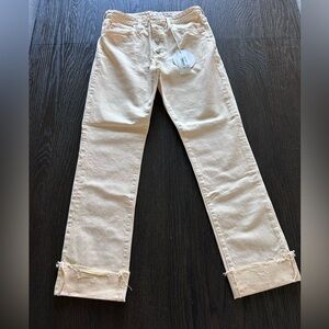 AG Adriano Goldschmied Women's Cream Cropped Jeans